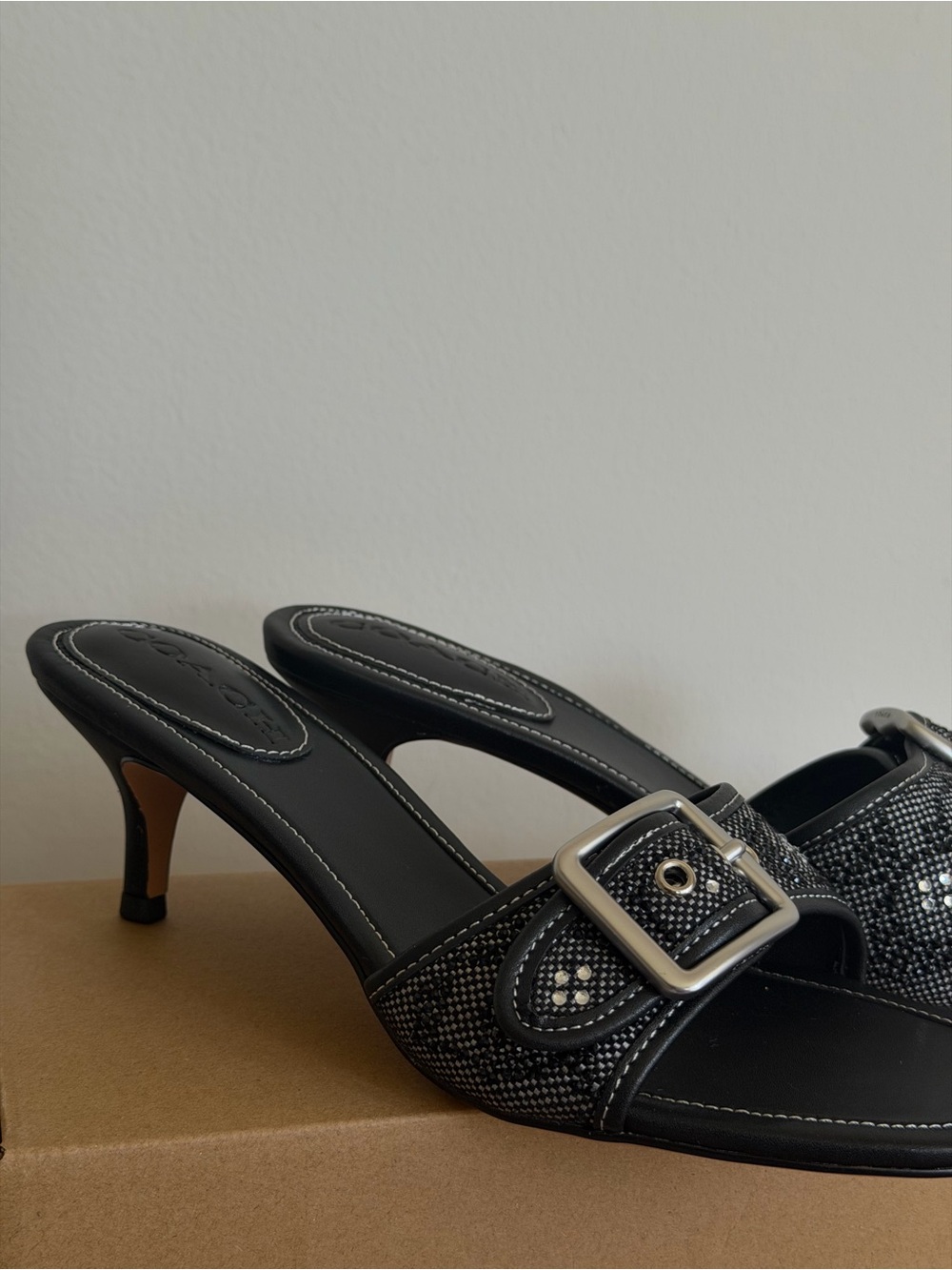 Black Embellished kitten heels with Buckle - Picture 2 of 2